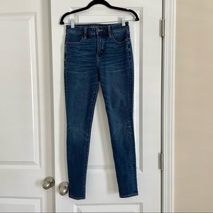 American Eagle Skinny Super Hi-Rise Jeggings Blue Sz 4 Regular